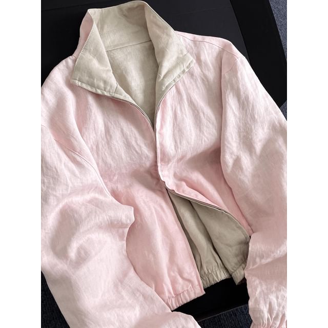 Zentrus-Stand Collar Plain Zip Jacket