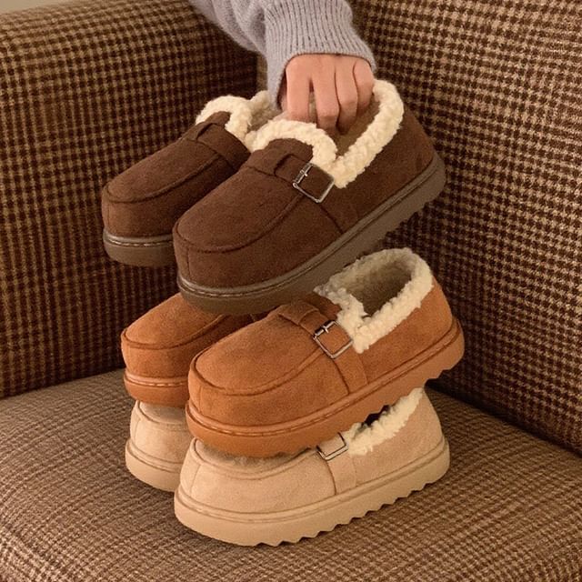 ZORI-Fleece-Lined Buckled Loafers