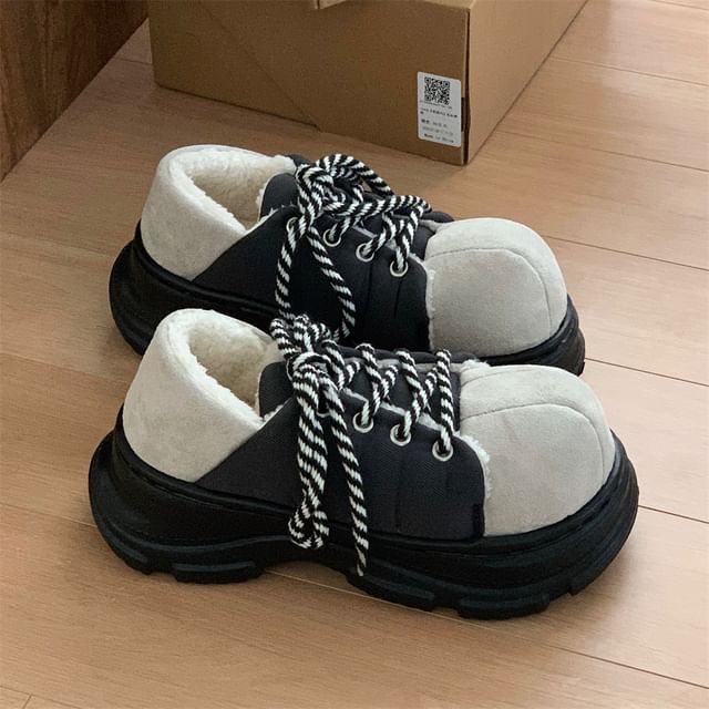ZORI-Fleece-Lined Two-Tone Platform Sneakers