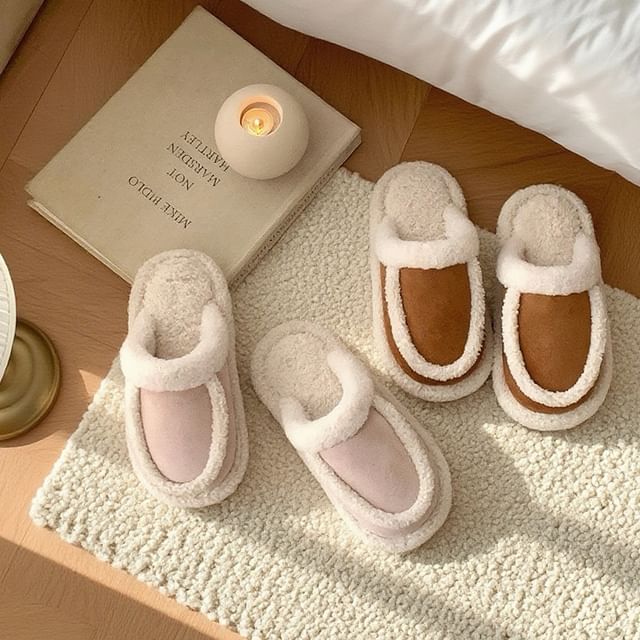 ZORI-Panel Fleece Home Slippers