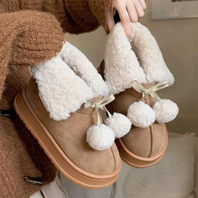 ZORI-Platform Chunky Heel Short Snow Boots