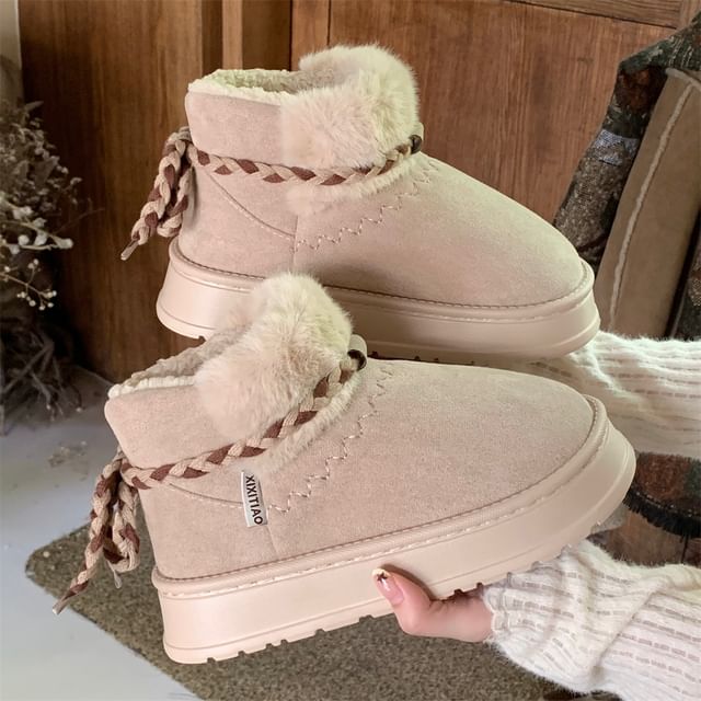 ZORI-Platform Fluffy Panel Fleece-Lined Short Snow Boots