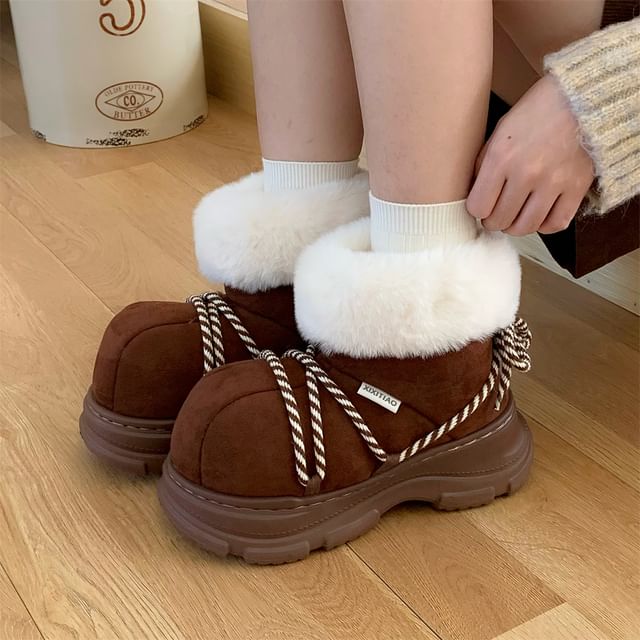 ZORI-Platform Lace-Up Back Short Snow Boots