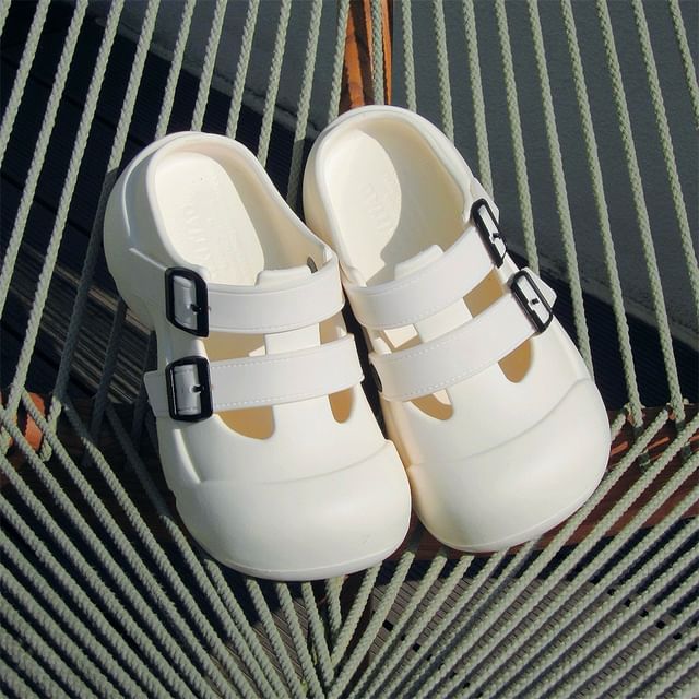 ZORI-Platform Plain Buckled Mules