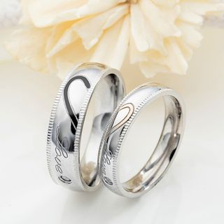 tenri matching stainless couple ring steel heart